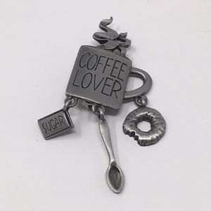 Coffee Lovers Brooch Pin by Jonette Jewelry